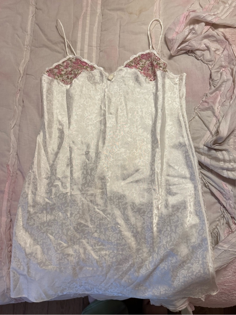 gorgeous vintage made in the USA slip dress with lace detail size L